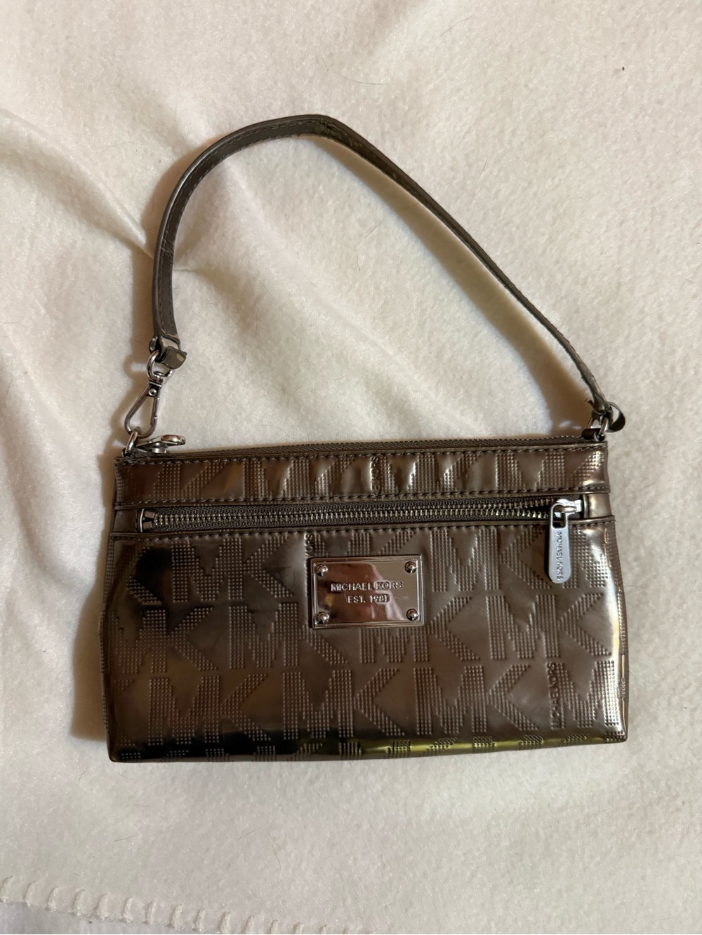Michael Kors Metallic Bronze Logo Wristlet